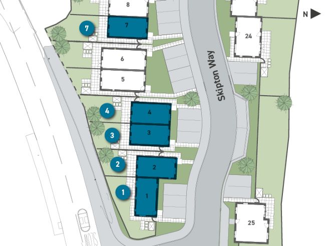 Site plan, 2 bedroom houses - artist's impression subject to change.